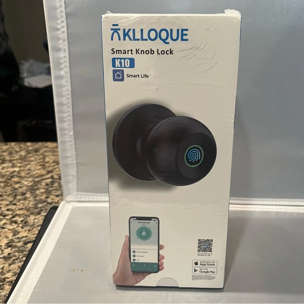 NIB KLLOQUE Black K10 Smart Fingerprint Door Knob Keyless Thumbprint Entry $54! - Picture 7 of 12